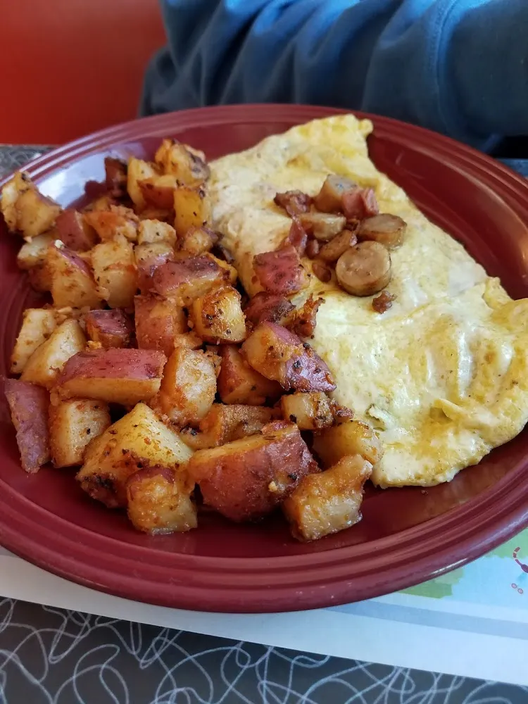 Steak Omelette and Patatoes